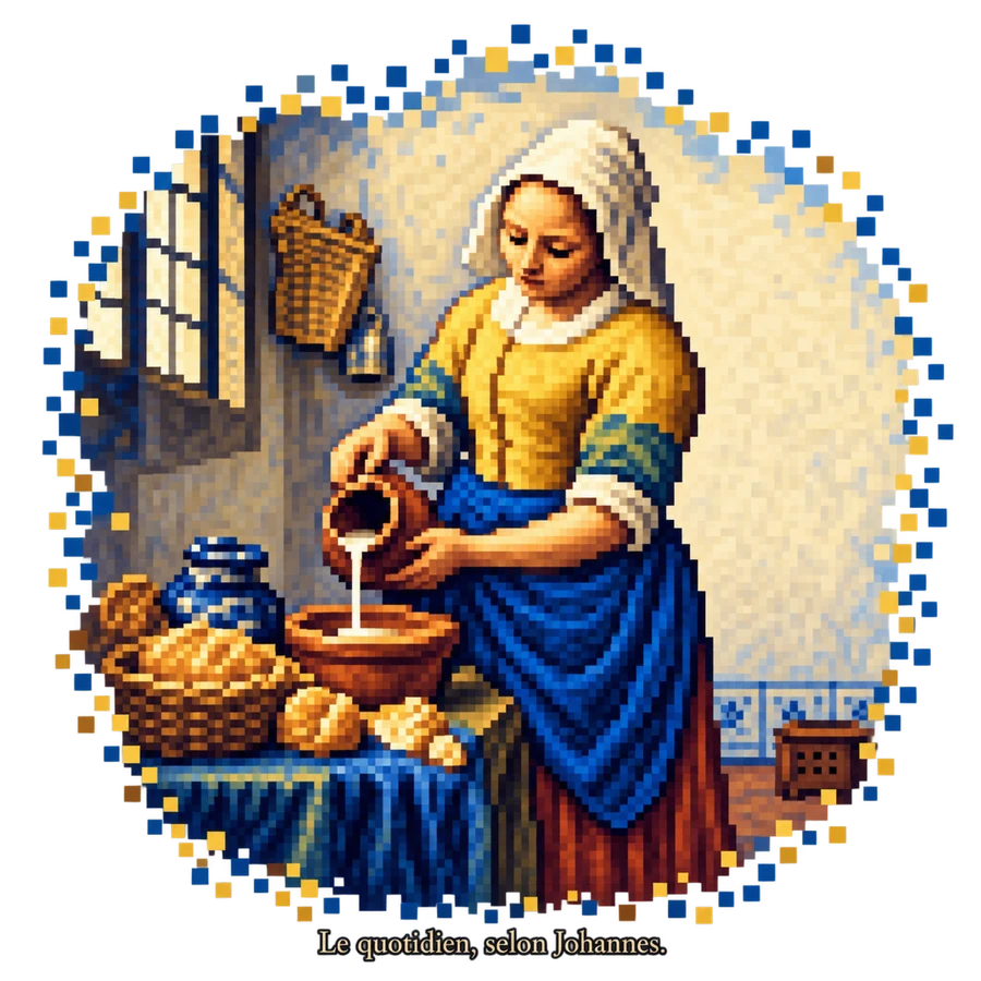 La Laitière en pixel art - Vermeer