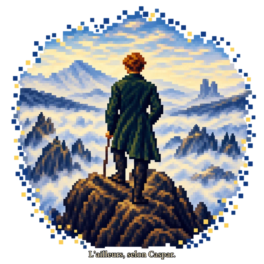 Le Voyageur en pixel art - Caspar Friedrich