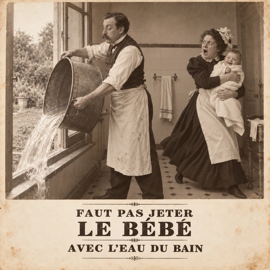 Bébé avec l’eau du bain — Sauvetage express