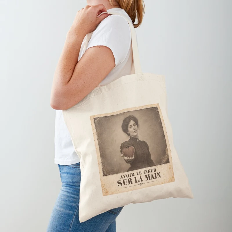 Avoir le cœur sur la main — Tendresse cousue sur Tote bag classique