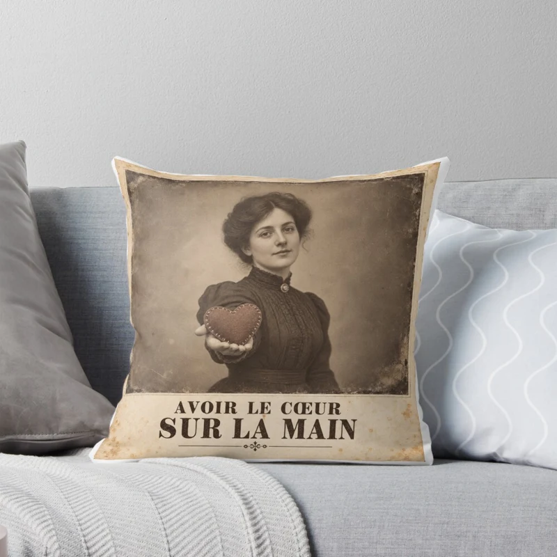 Avoir le cœur sur la main — Tendresse cousue sur Coussin