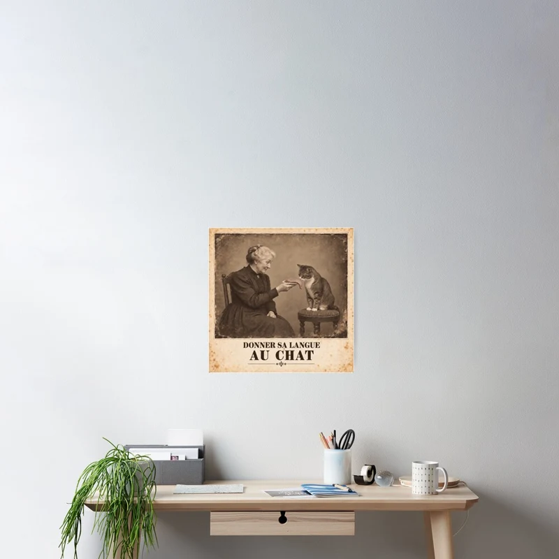 Poster · 42 × 42 cm — Donner sa langue au chat