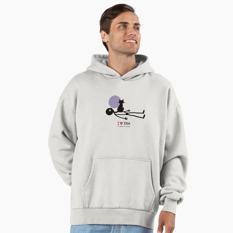 Savasana et le chat bien installé sur Sweat à capuche oversize premium