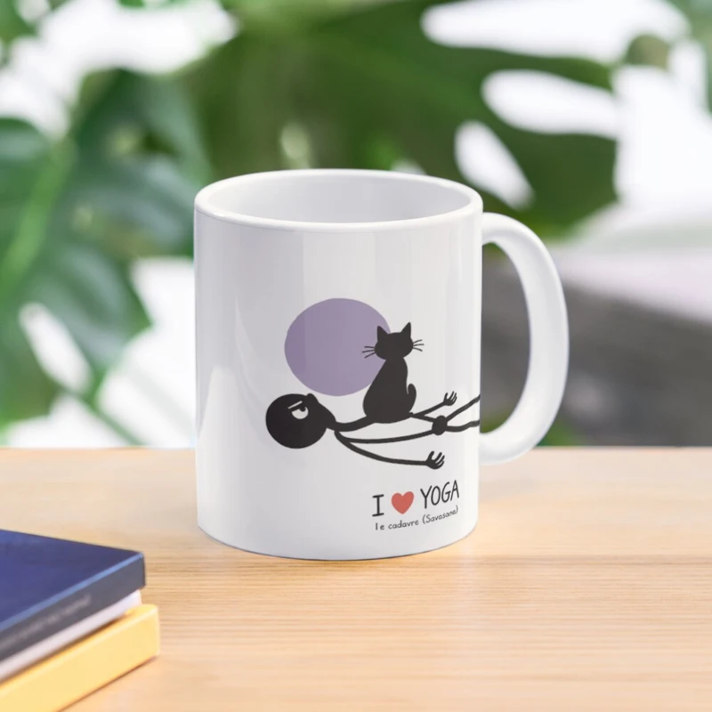 Savasana et le chat bien installé sur Mug classique