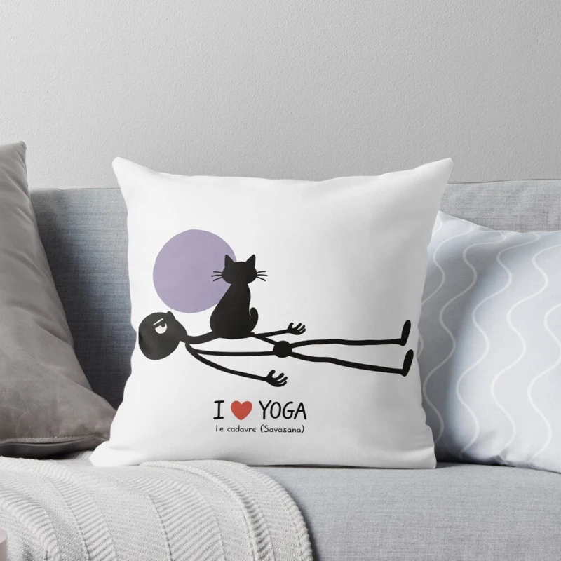 Savasana et le chat bien installé sur Coussin