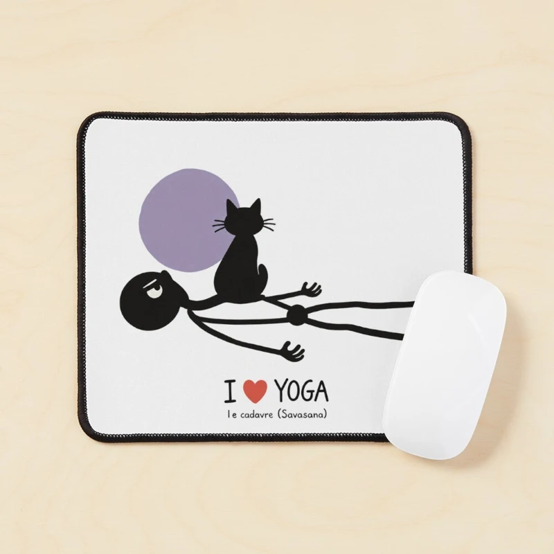 Savasana et le chat bien installé sur Tapis de souris