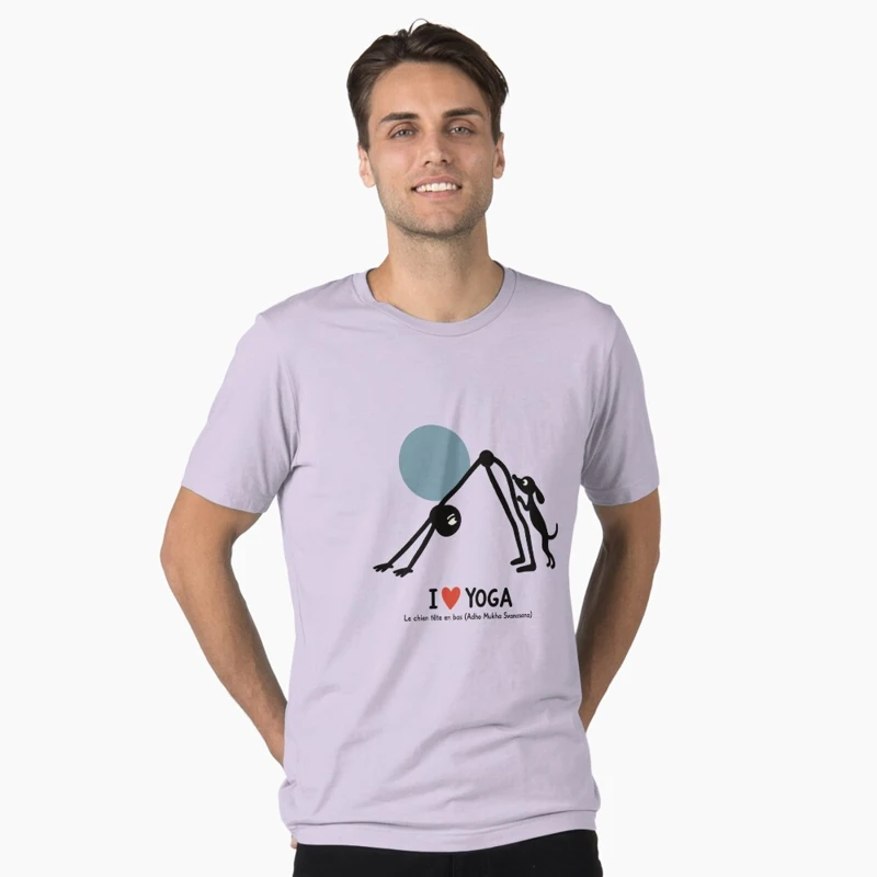 Le chien tête en bas sous inspection sur T-shirt délavé vintage