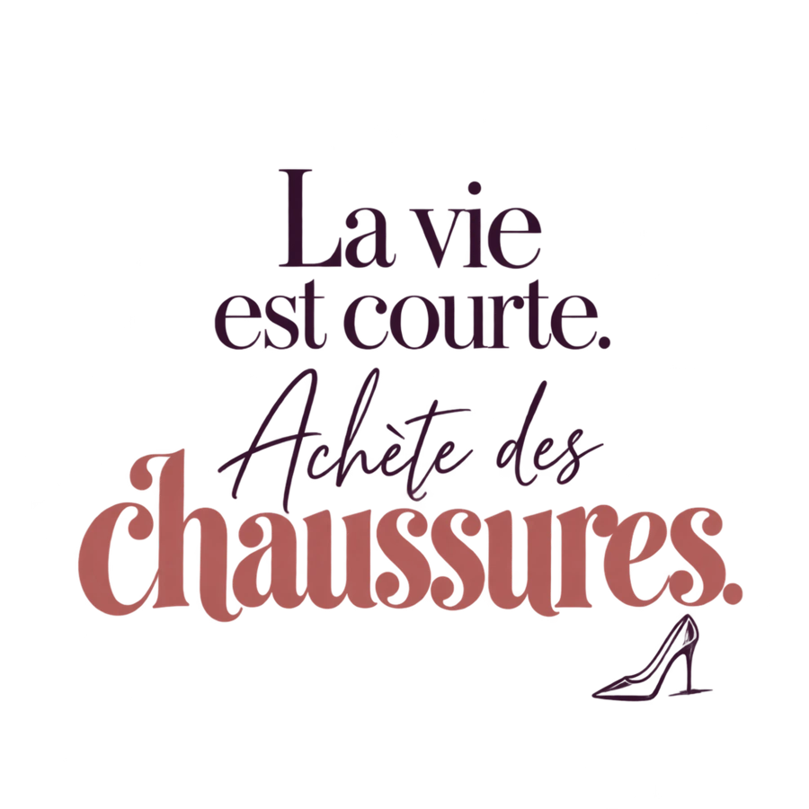 La vie est courte – Achète des chaussures