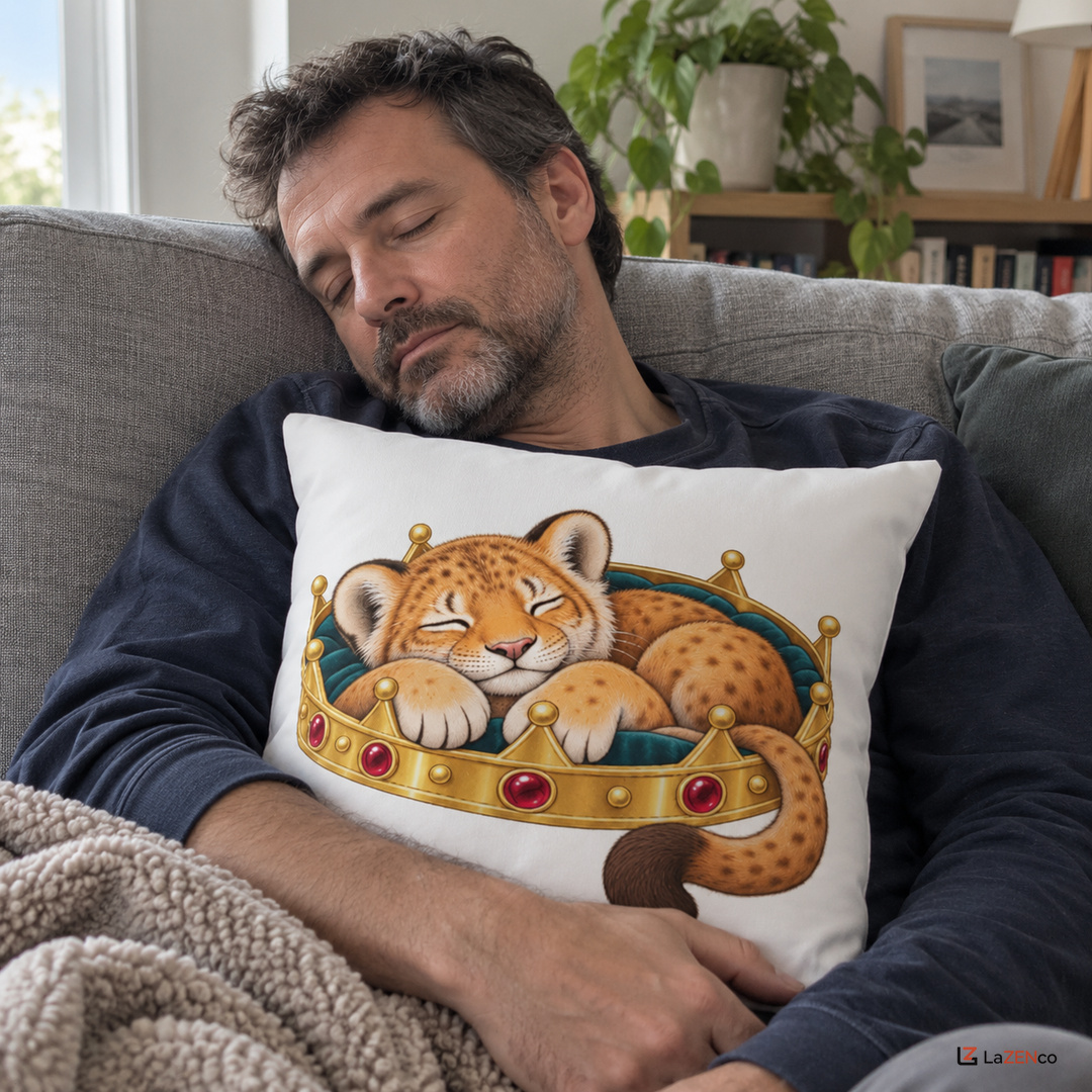 Lionceau endormi dans une couronne royale — image publiée sur Instagram