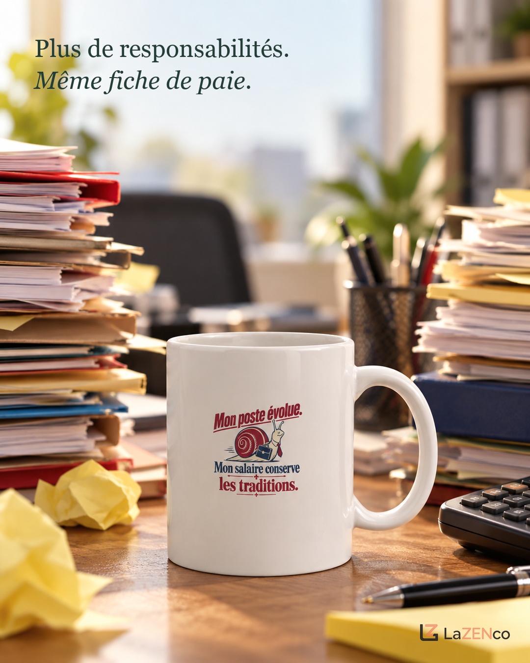 Mon poste évolue, mon salaire reste fidèle — image publiée sur Instagram