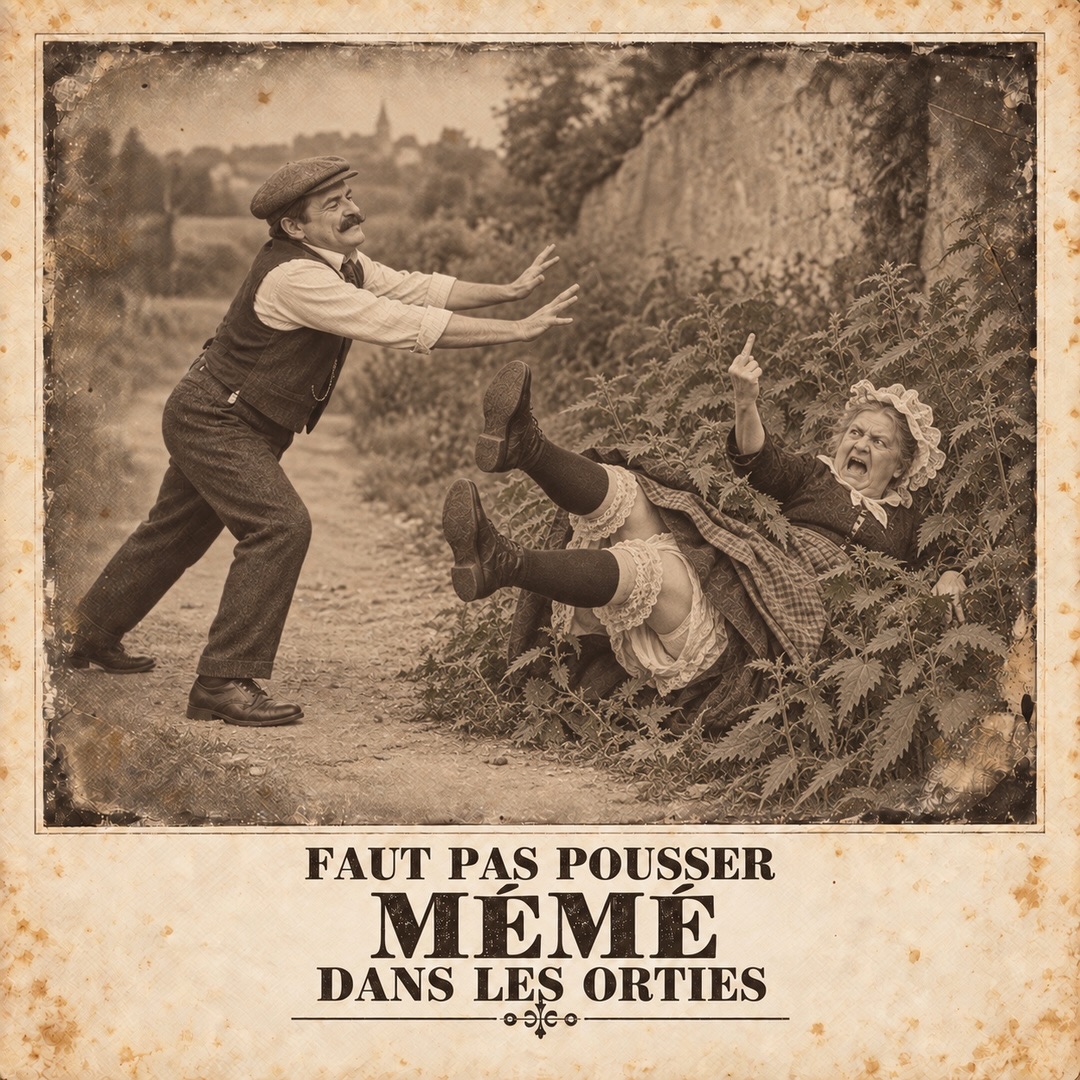 Mémé dans les orties — Résistance piquante — image publiée sur Instagram