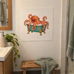 Pieuvre détendue dans une baignoire vintage — image publiée sur Instagram