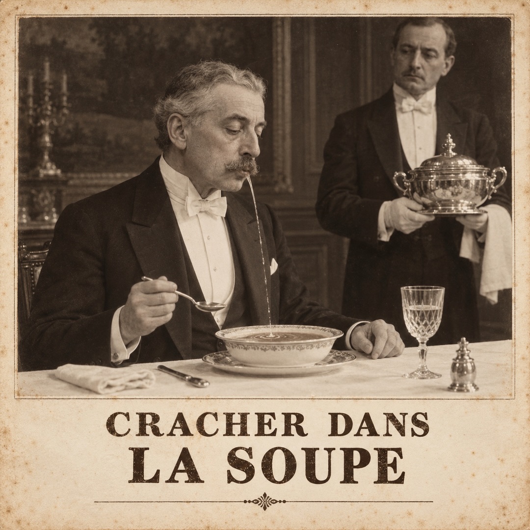 Cracher dans la soupe — Mauvaises manières distinguées — image publiée sur Instagram