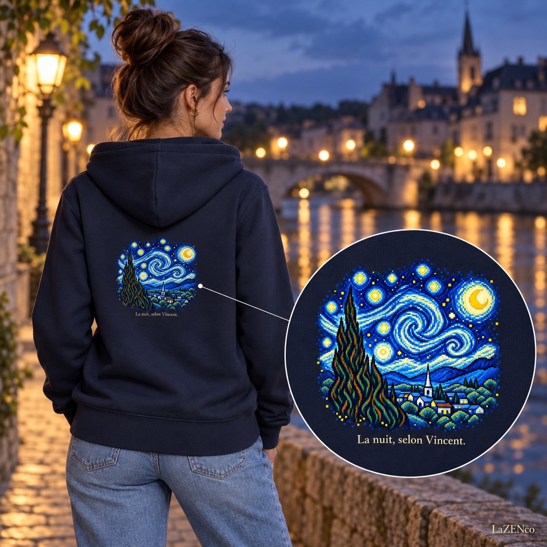 La Nuit étoilée en pixel art — image publiée sur Instagram