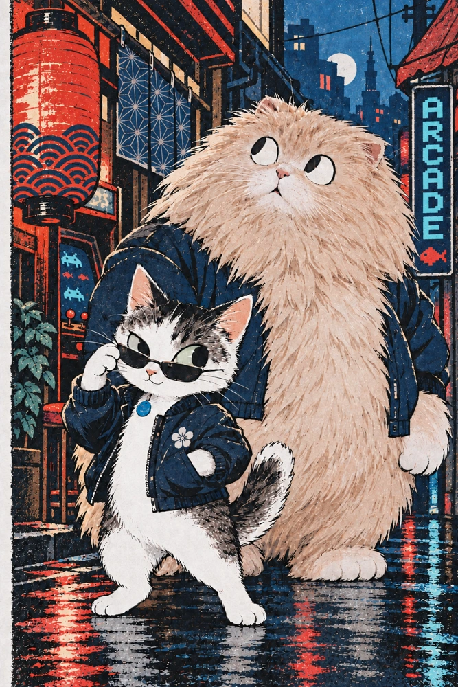 Deux chats à l’arcade — Les patrons du quartier