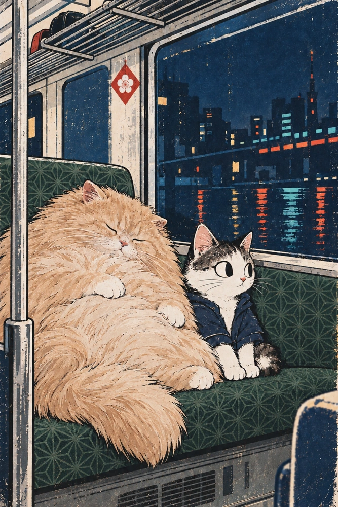 Deux chats dans le train — Terminus tendresse