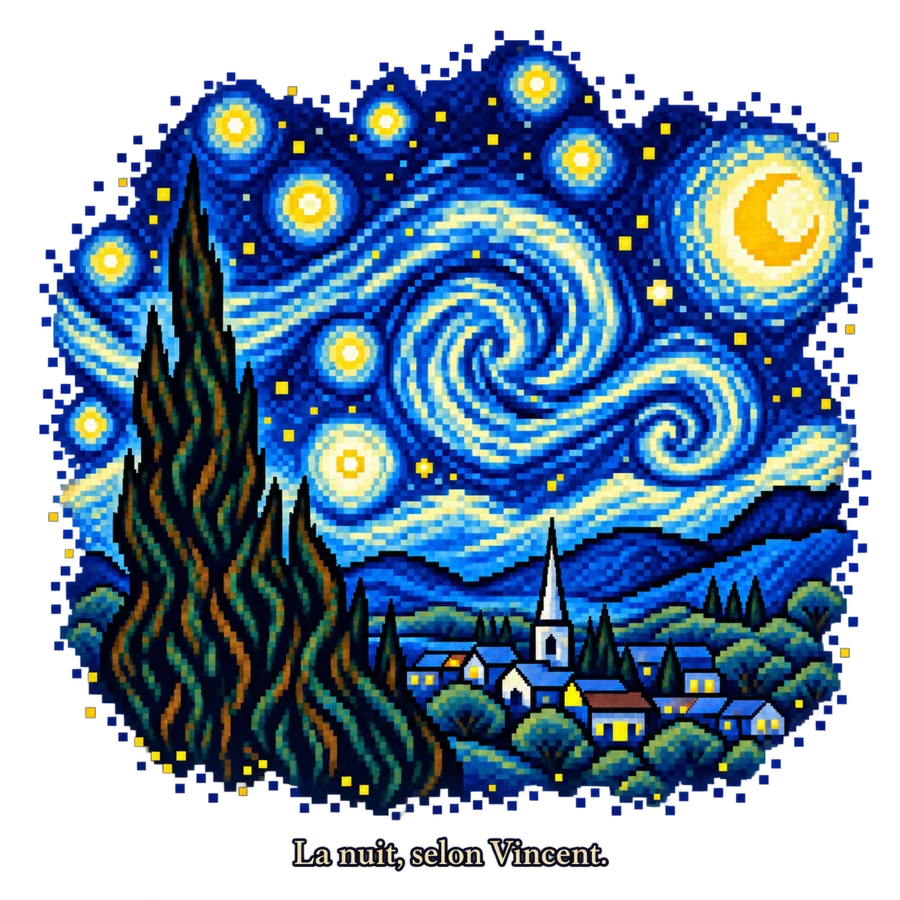 La Nuit étoilée en pixel art