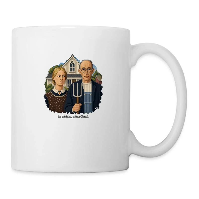 American Gothic en pixel art sur Mug en céramique · blanc