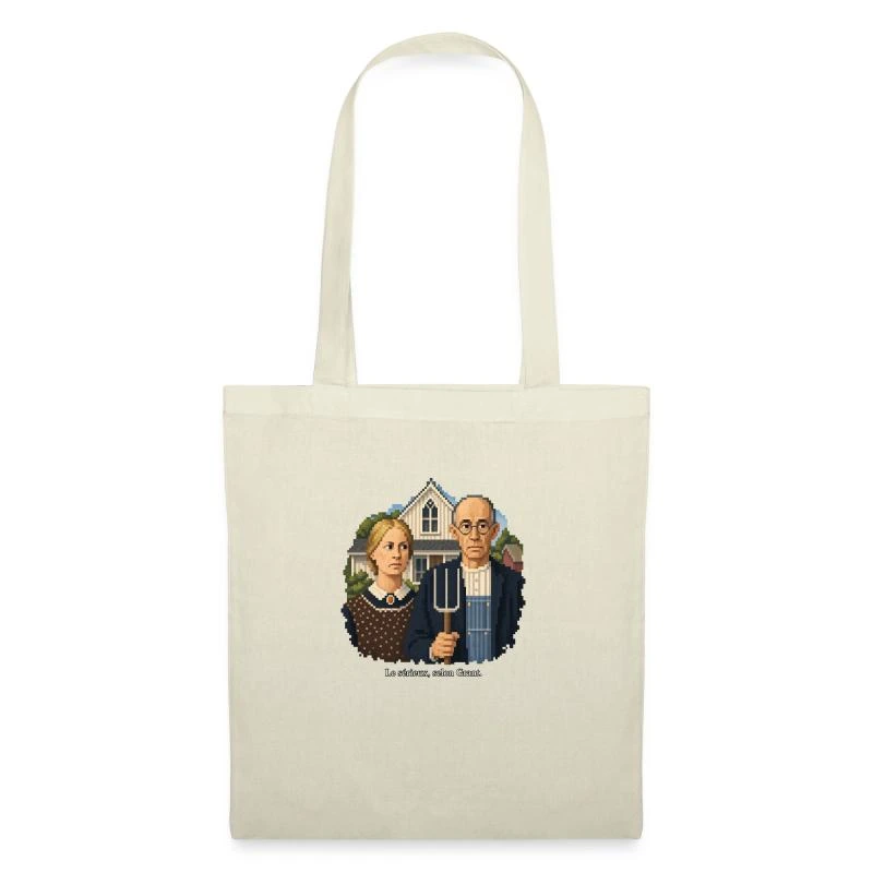 American Gothic en pixel art sur Sac en tissu · nature