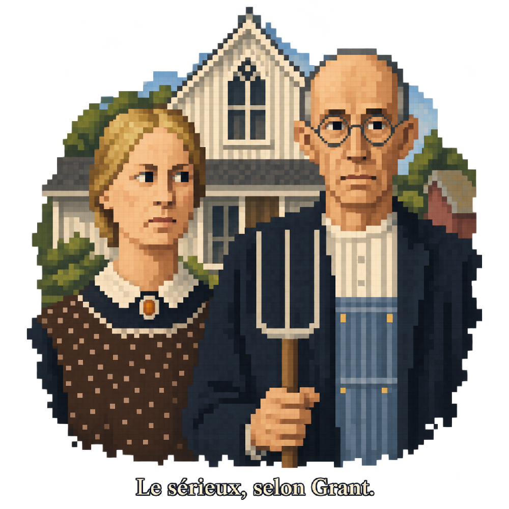 American Gothic en pixel art — Grant Wood