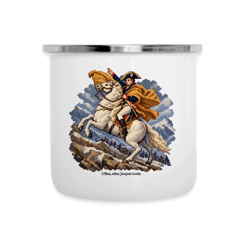 Bonaparte dans les Alpes en pixel art sur Tasse émaillée · blanc