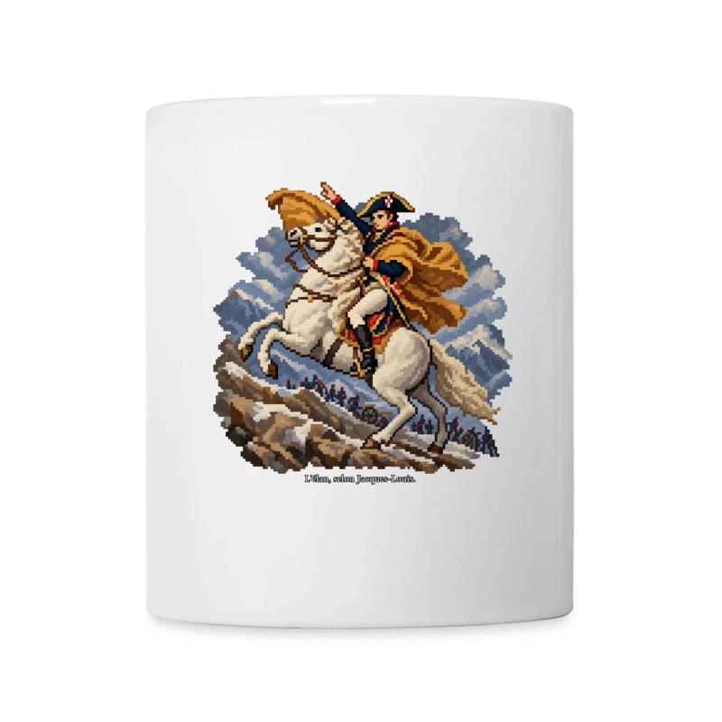 Bonaparte dans les Alpes en pixel art sur Mug en céramique · blanc