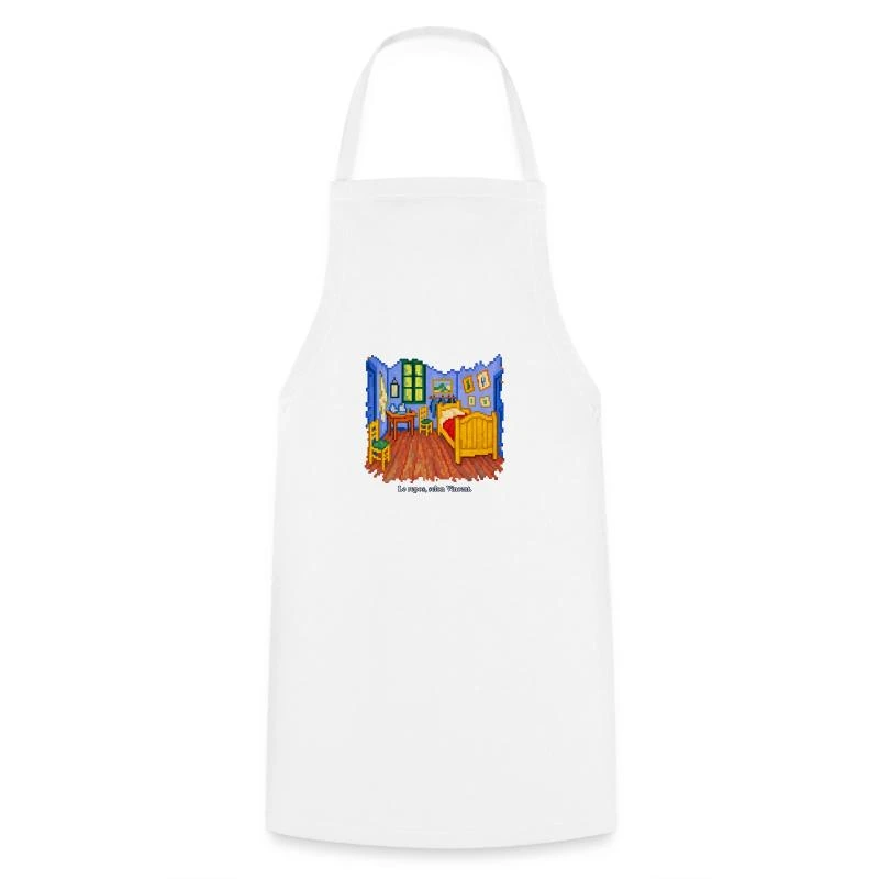 La Chambre à Arles en pixel art sur Tablier de cuisine · blanc