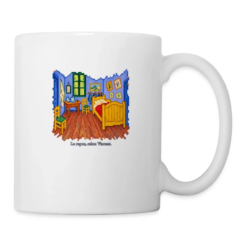 La Chambre à Arles en pixel art sur Mug en céramique · blanc