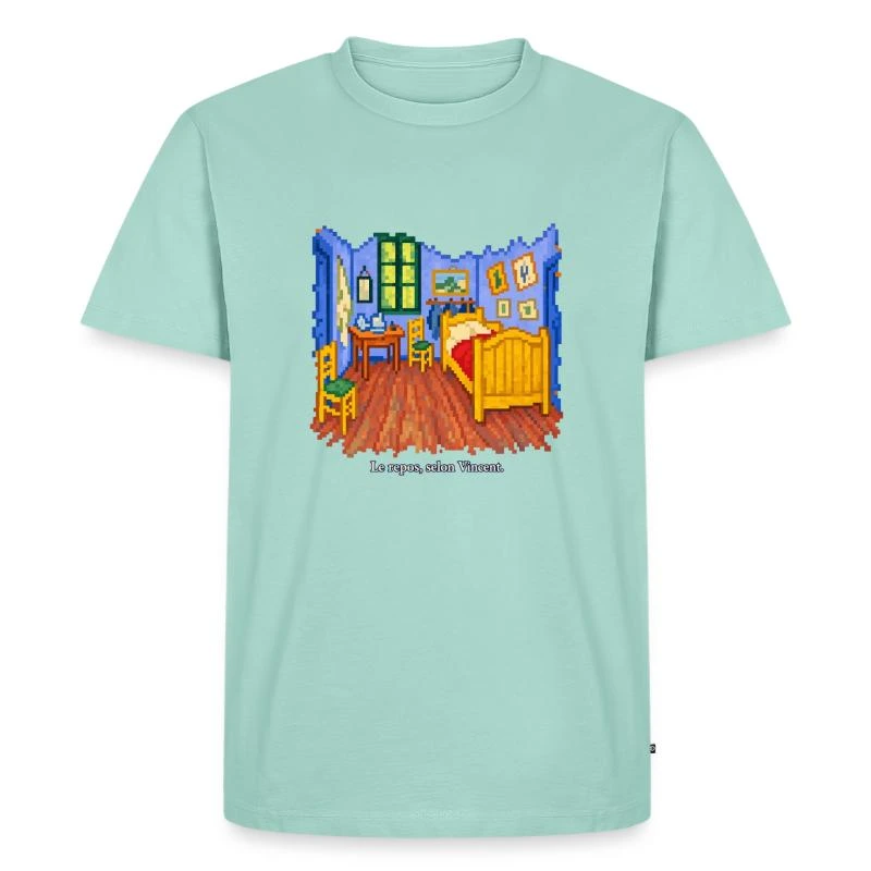 La Chambre à Arles en pixel art sur T-shirt Premium bio Homme · menthe