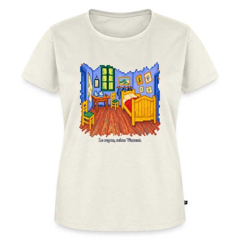 La Chambre à Arles en pixel art sur T-shirt Premium bio Femme · blanc cassé
