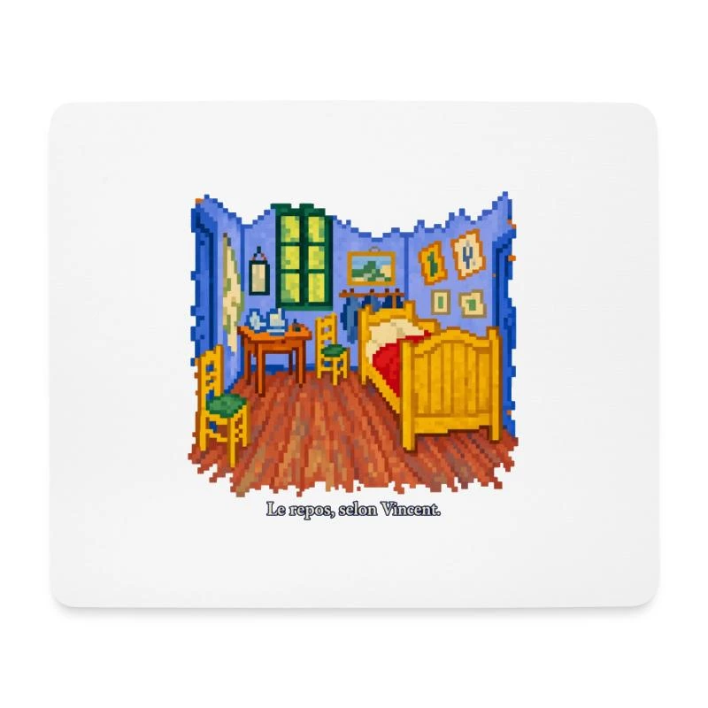 La Chambre à Arles en pixel art sur Tapis de souris · blanc