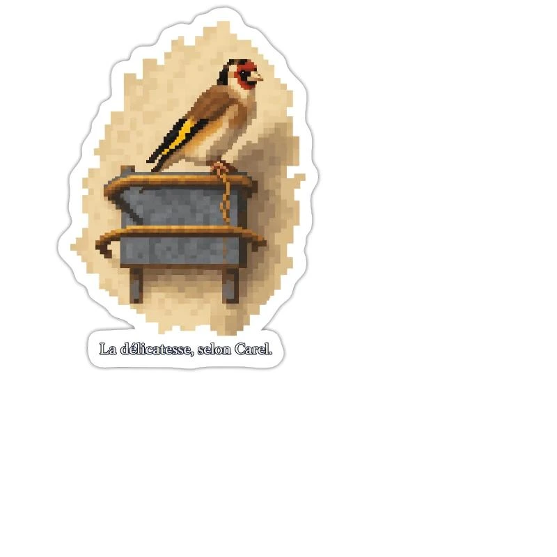 Le Chardonneret en pixel art sur Sticker découpé 15 × 15 cm · blanc mat