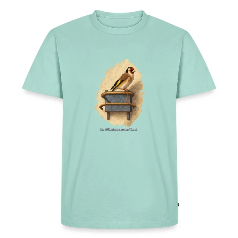Le Chardonneret en pixel art sur T-shirt Premium bio Homme · menthe