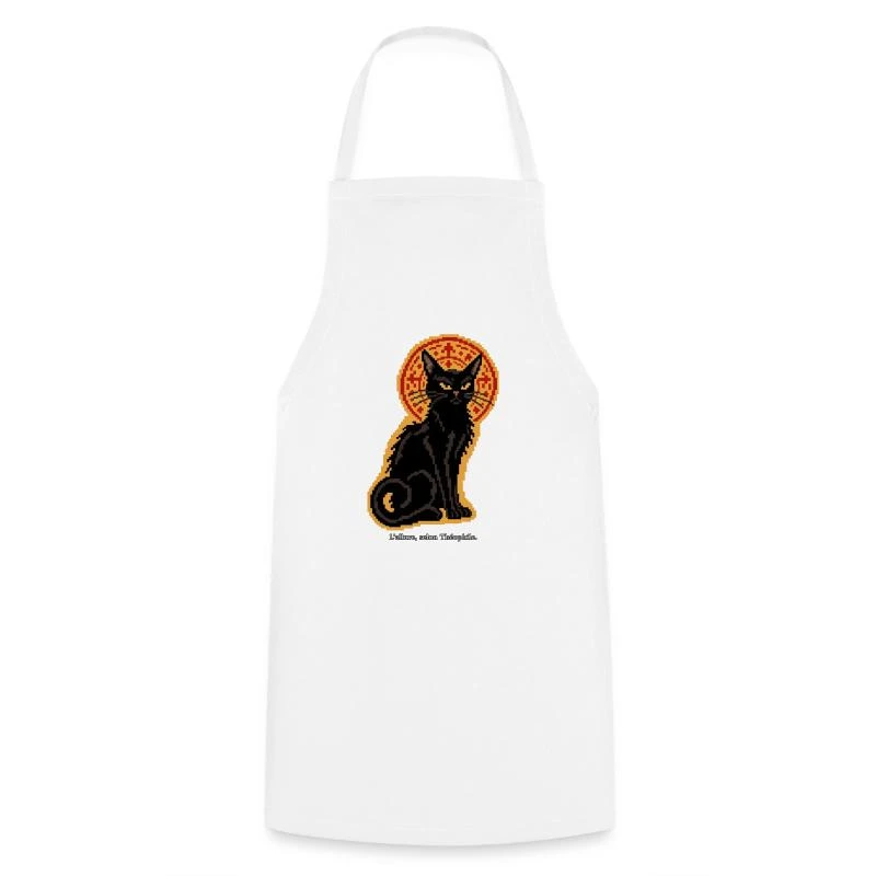 Le Chat Noir en pixel art sur Tablier de cuisine · blanc