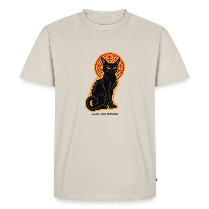 Le Chat Noir en pixel art sur T-shirt Premium bio Homme · beige