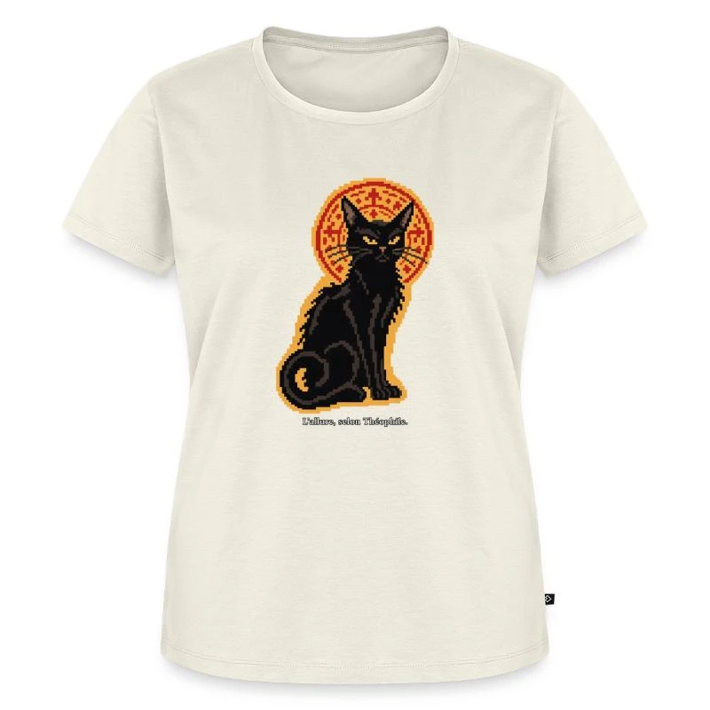 Le Chat Noir en pixel art sur T-shirt Premium bio Femme · blanc cassé