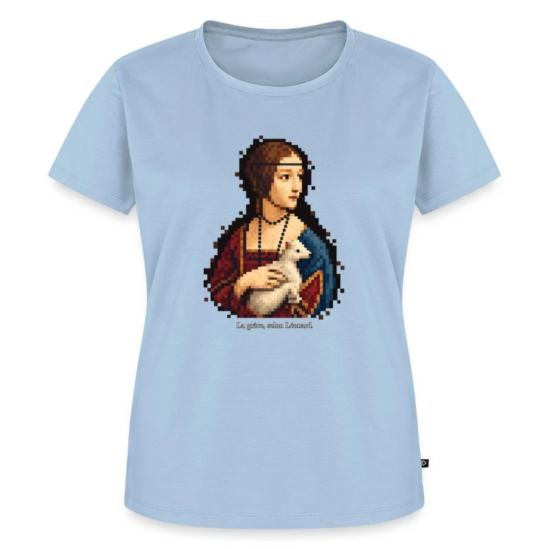 La Dame à l’hermine en pixel art sur T-shirt Premium bio Femme · bleu clair