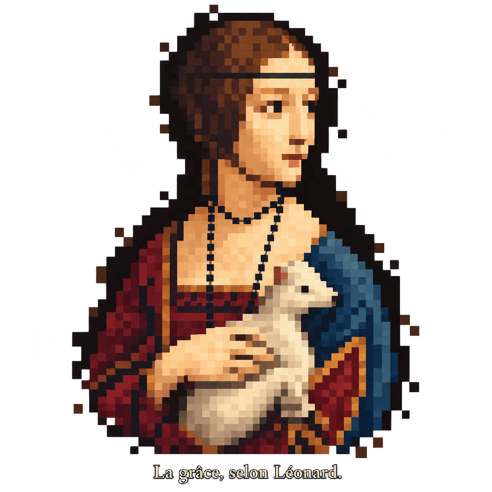 La Dame à l’hermine en pixel art — Léonard