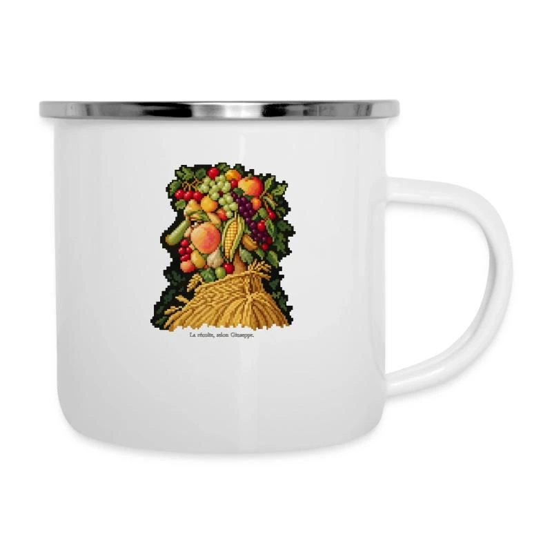 L’Été en pixel art sur Tasse émaillée · blanc