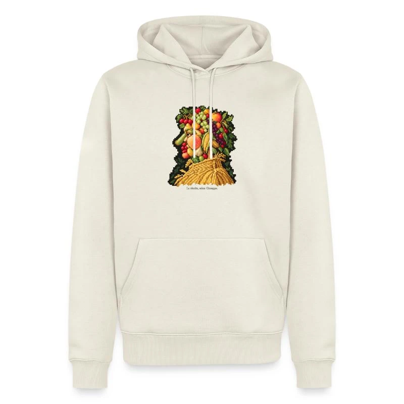 L’Été en pixel art sur Sweat à capuche Premium bio Homme · blanc cassé