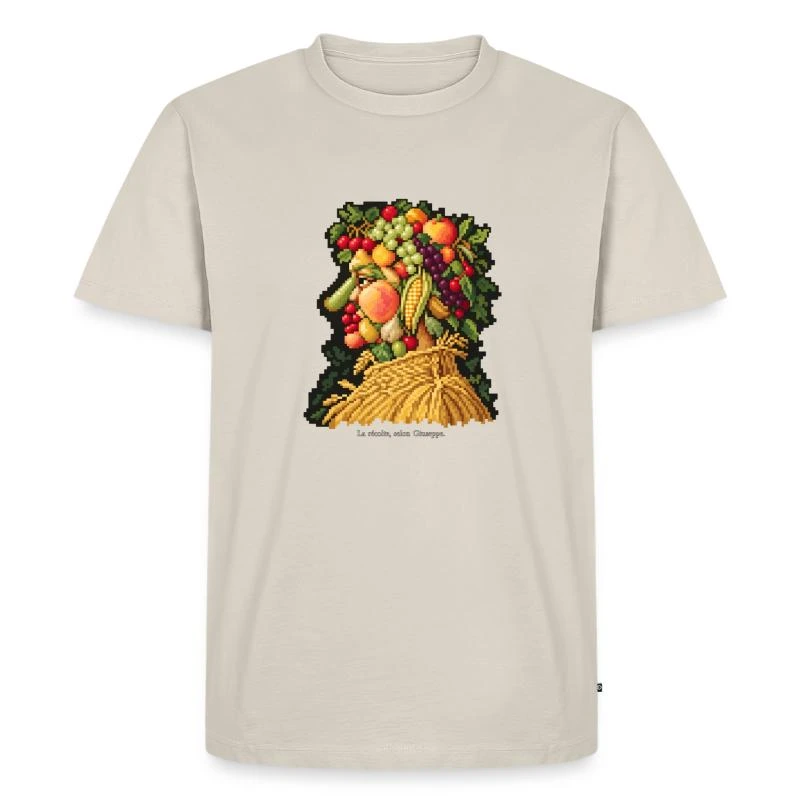 L’Été en pixel art sur T-shirt Premium bio Homme · beige