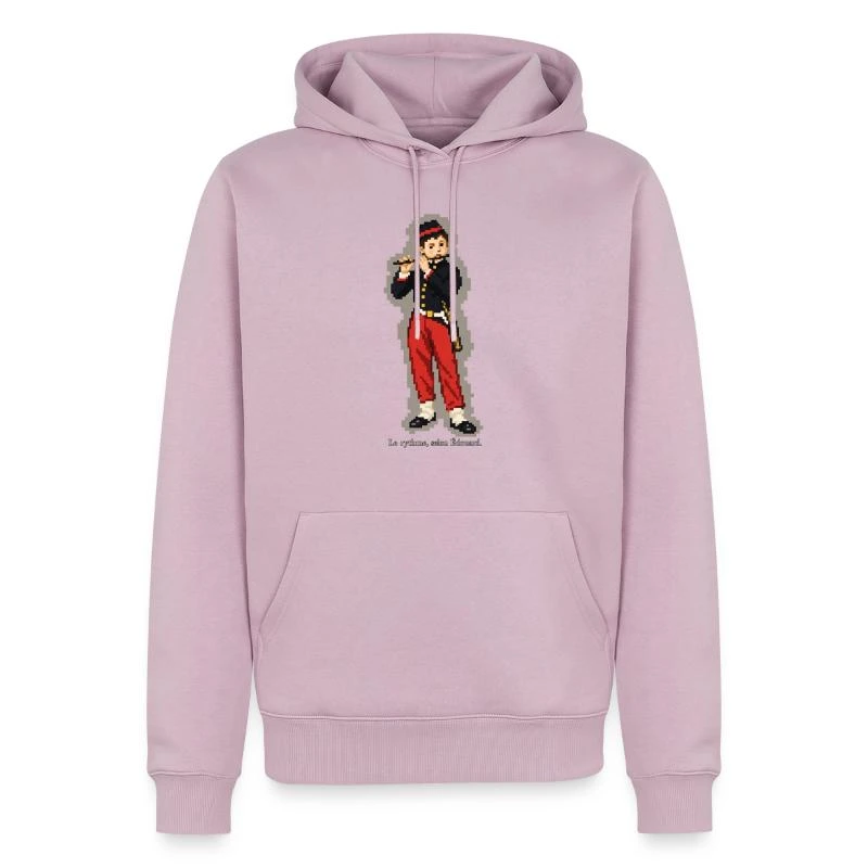 Le Fifre en pixel art sur Sweat à capuche Premium bio Homme · rose poudré
