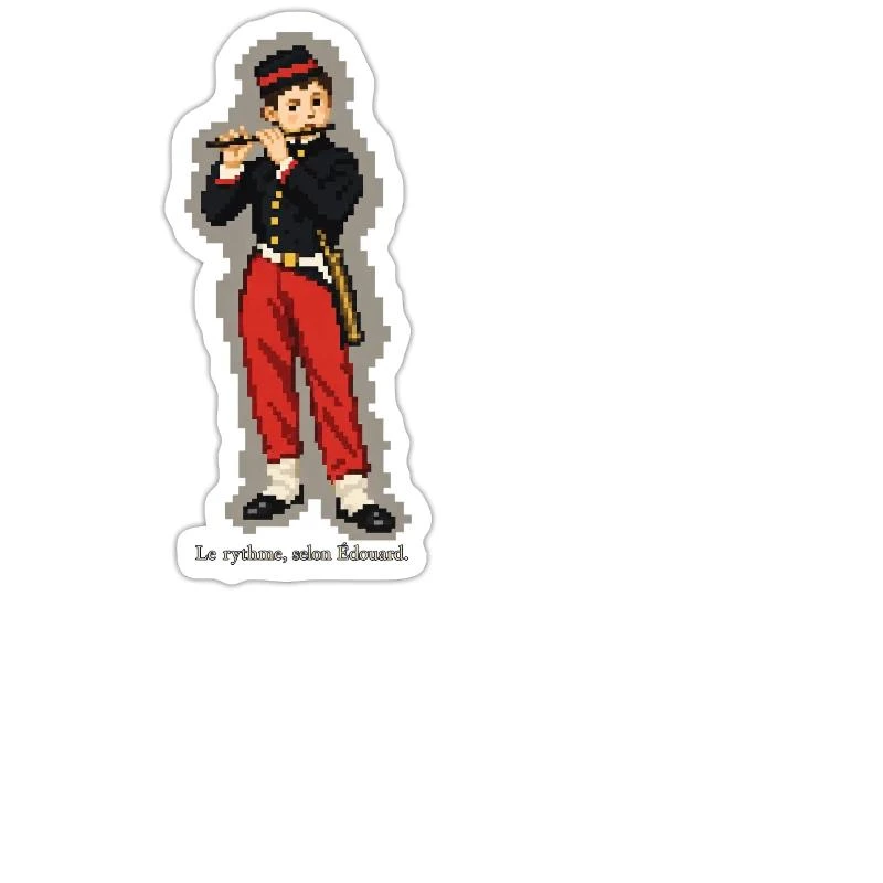 Le Fifre en pixel art sur Sticker découpé 15 × 15 cm · blanc mat