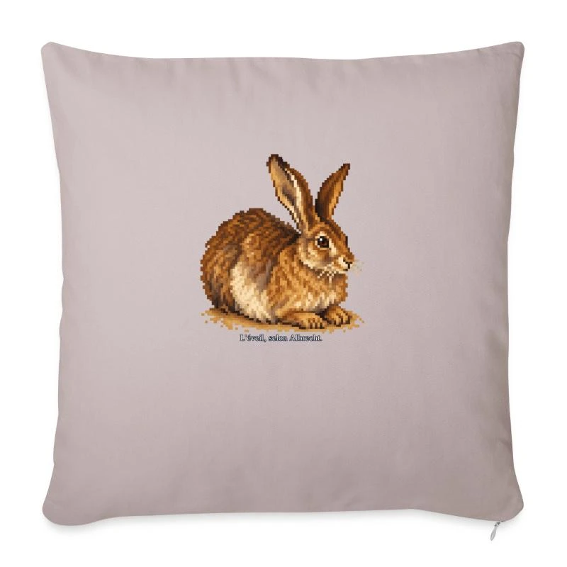 Le Lièvre en pixel art sur Housse de coussin 45 × 45 cm · taupe clair