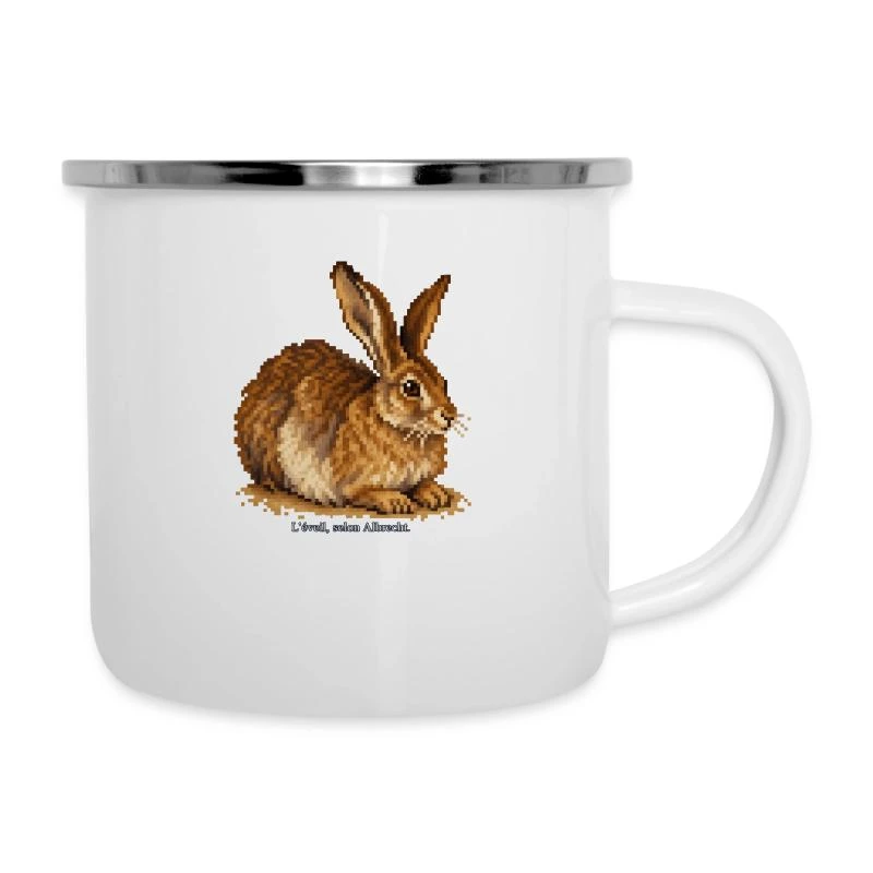 Le Lièvre en pixel art sur Tasse émaillée · blanc