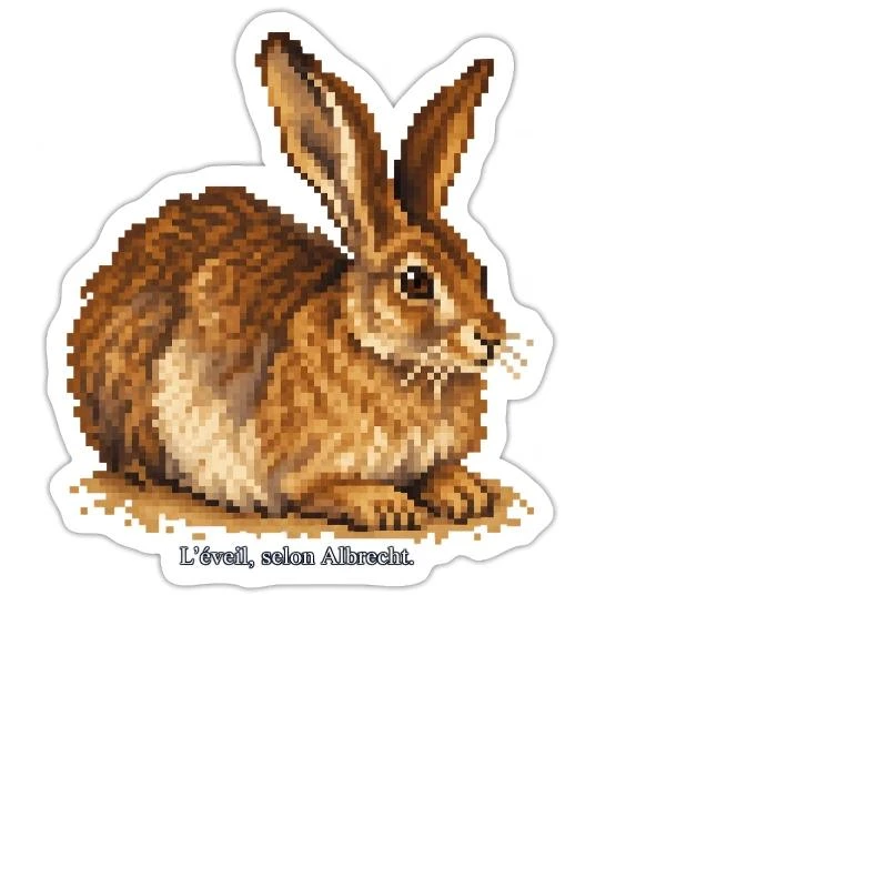 Le Lièvre en pixel art sur Sticker découpé 15 × 15 cm · blanc mat