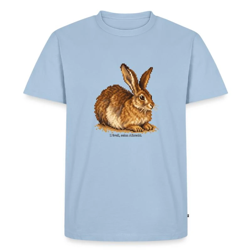 Le Lièvre en pixel art sur T-shirt Premium bio Homme · bleu clair
