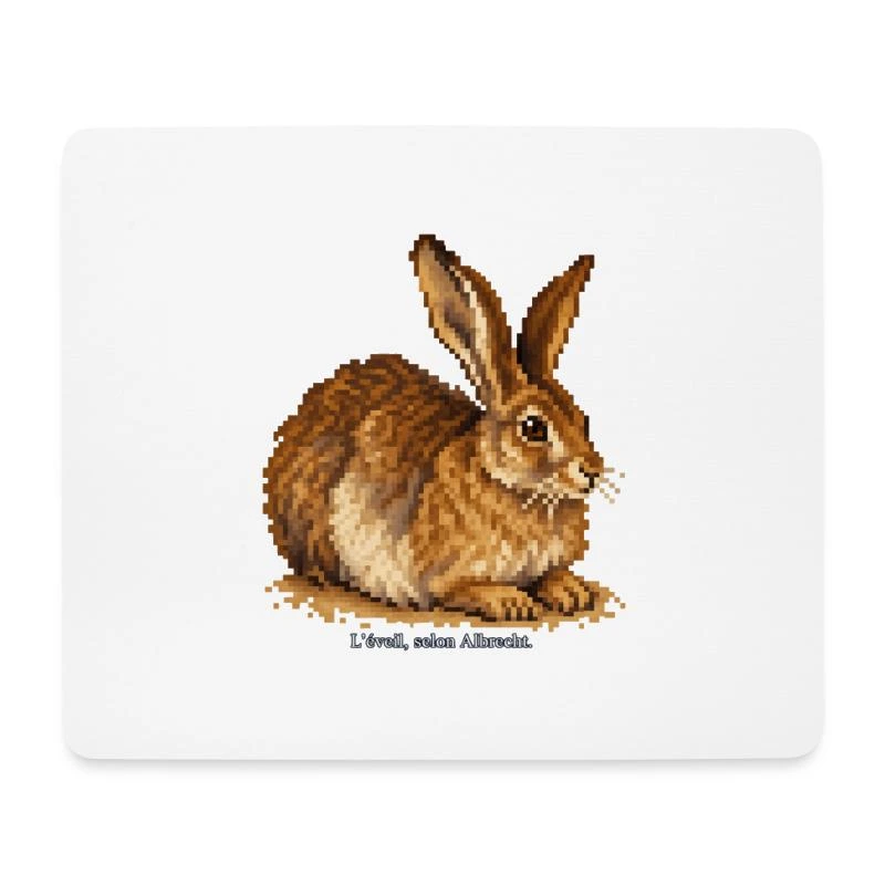 Le Lièvre en pixel art sur Tapis de souris · blanc