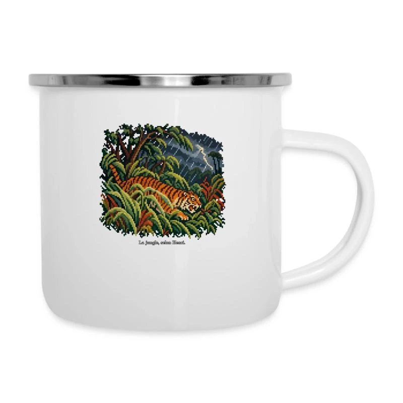Surpris ! en pixel art sur Tasse émaillée · blanc