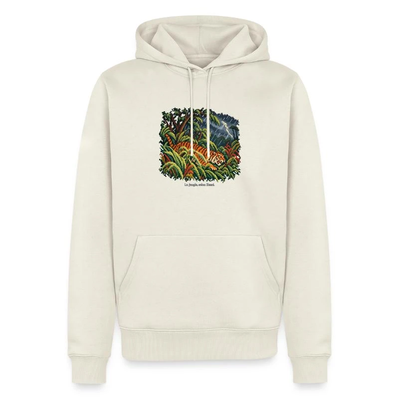 Surpris ! en pixel art sur Sweat à capuche Premium bio Homme · blanc cassé